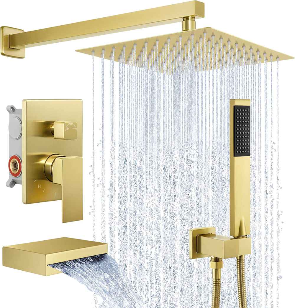 13.4-in. x 6.8-in. Shower Kit Brushed Gold Stainless Steel CUPC