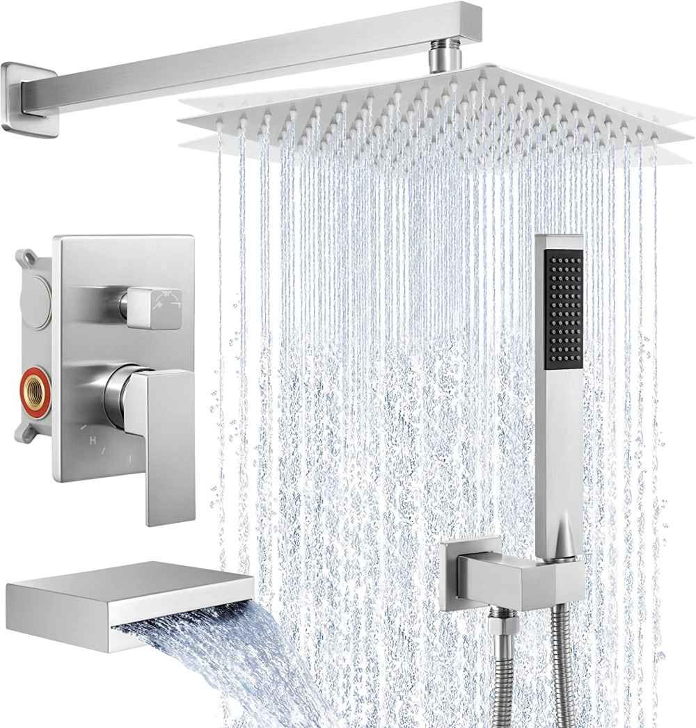 13.4-in. x 6.8-in. Shower Kit Brushed Nickel Stainless Steel CUPC