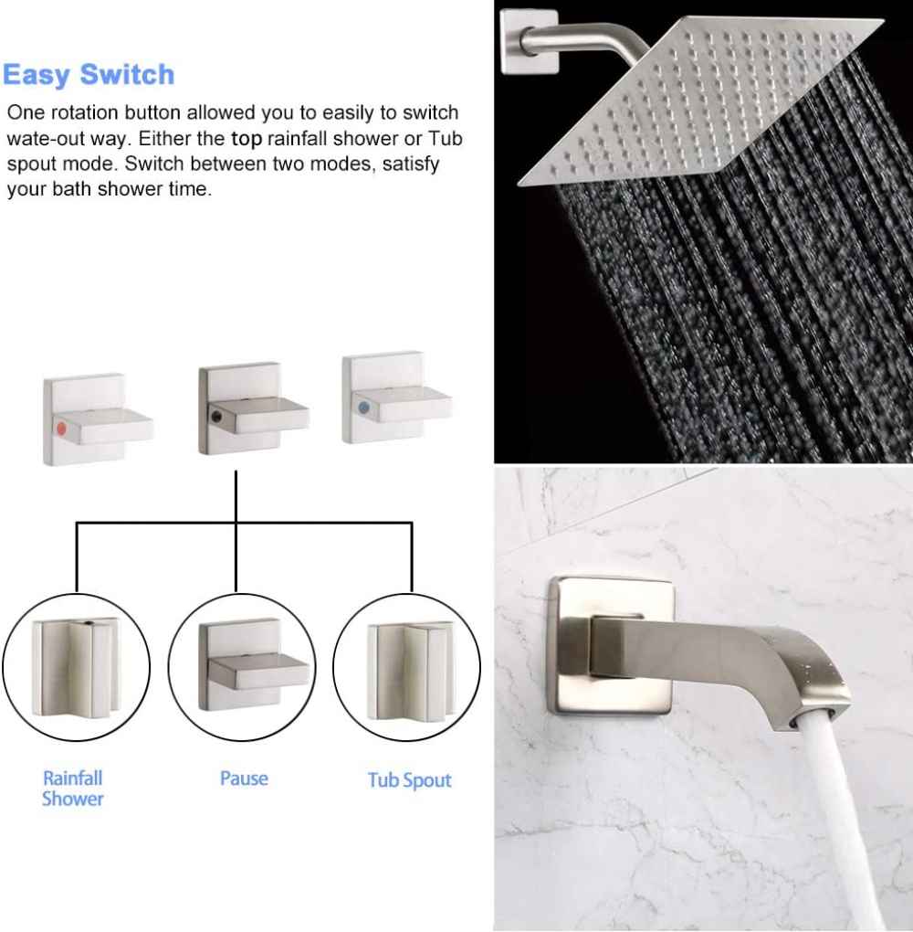 12.20-in. x 6.61-in. Shower Kit Brushed Nickel Brass