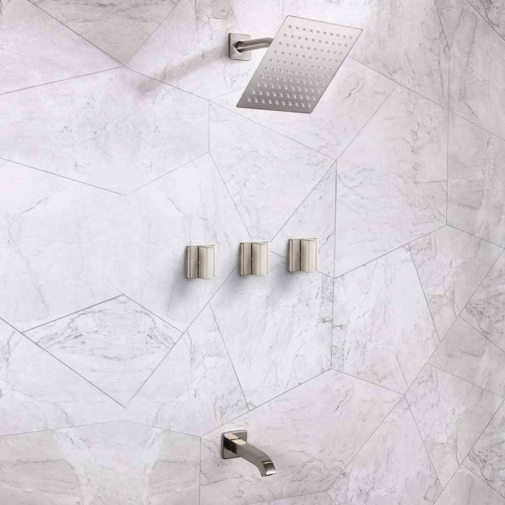 12.20-in. x 6.61-in. Shower Kit Brushed Nickel Brass