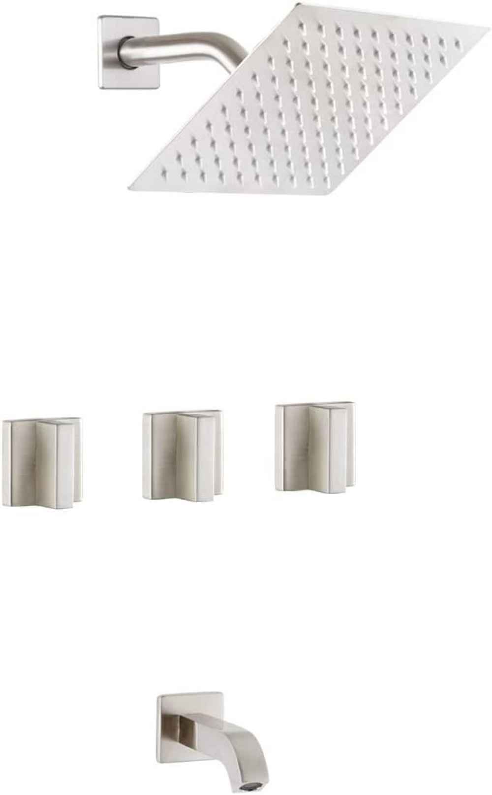 12.20-in. x 6.61-in. Shower Kit Brushed Nickel Brass