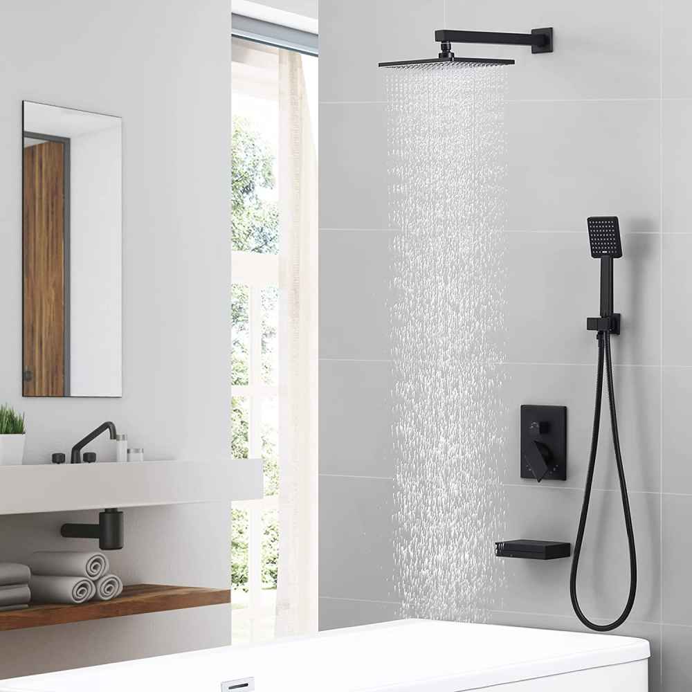 13.2-in. x 6.90-in. Shower Kit Matte Black Metal CUPC