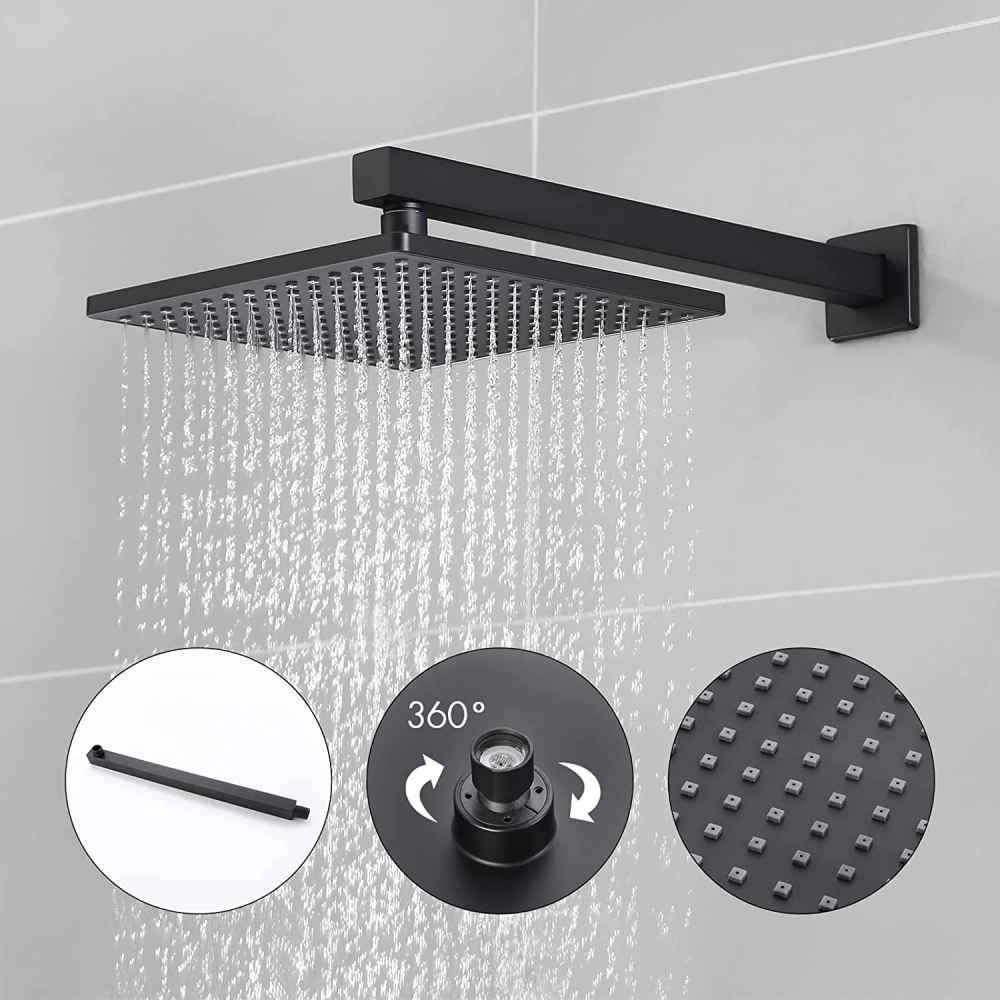 13.2-in. x 6.90-in. Shower Kit Matte Black Metal CUPC