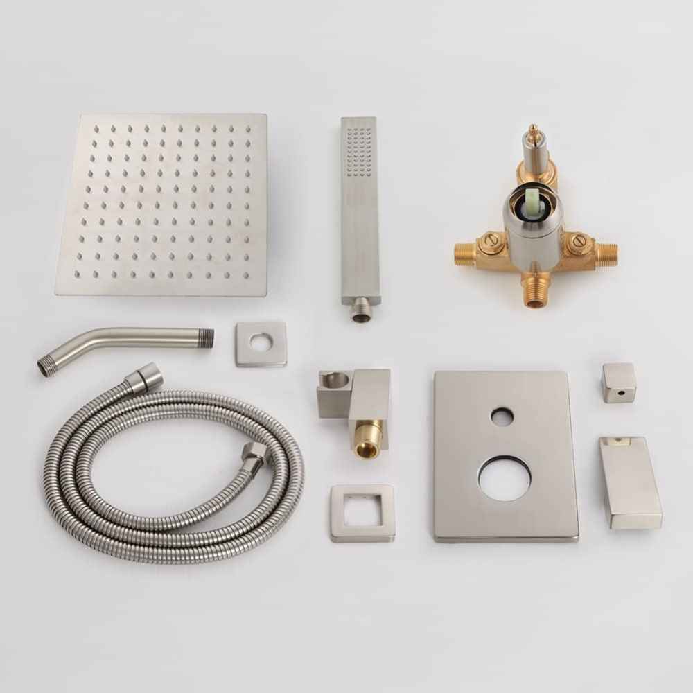 8-in. x 2-in. Shower Kit Brushed Nickel Stainless Steel CUPC