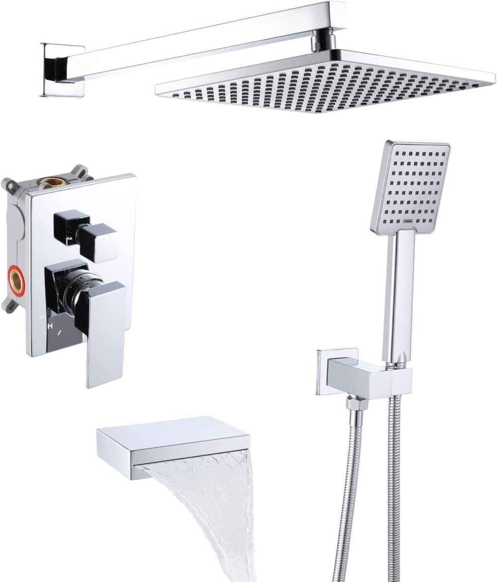 13.2-in. x 6.79-in. Shower Kit Chrome Metal CUPC