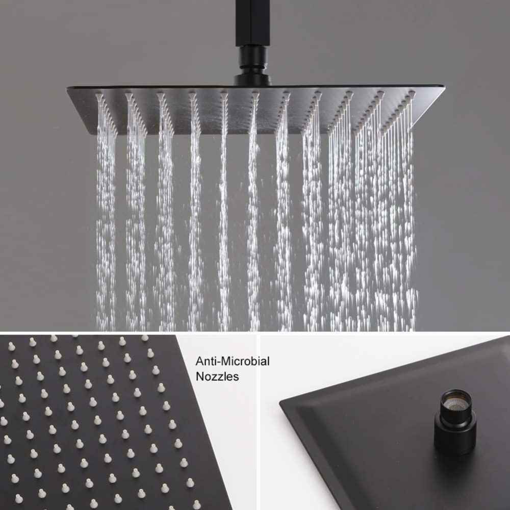 14.29-in. x 9.90-in. Shower Kit Black Stainless Steel-Brass CUPC