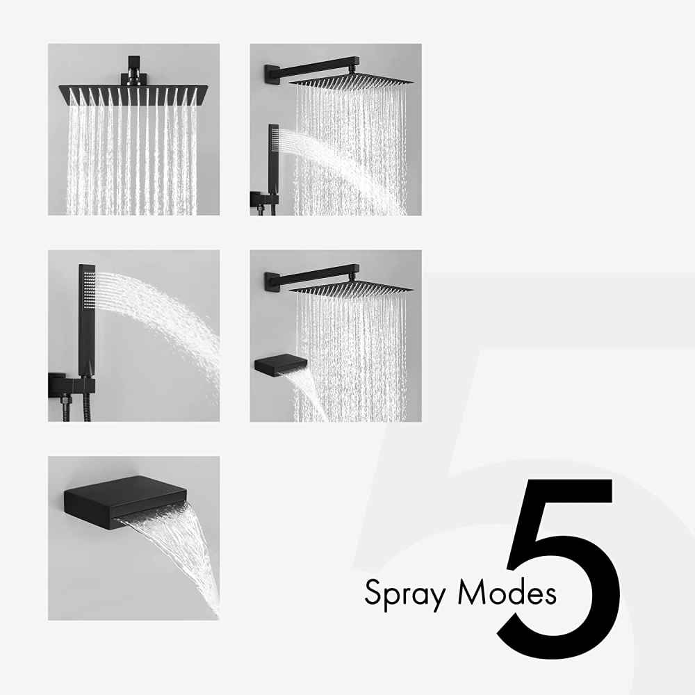 13.40-in. x 6.7-in. Shower Kit Matte Black Stainless Steel CUPC