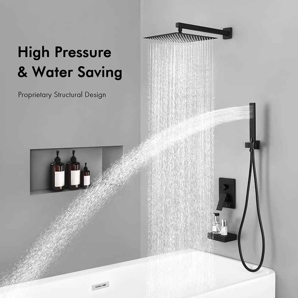 13.40-in. x 6.7-in. Shower Kit Matte Black Stainless Steel CUPC