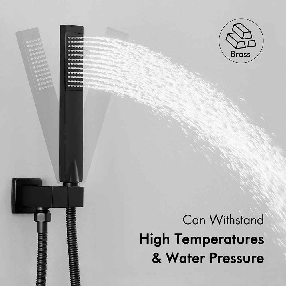 13.40-in. x 6.7-in. Shower Kit Matte Black Stainless Steel CUPC