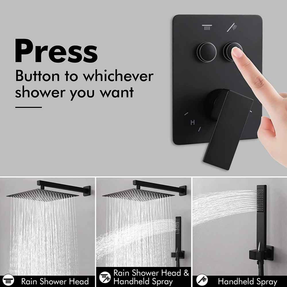 13.5-in. x 6.90-in. Shower Kit Matte Black Stainless Steel CUPC
