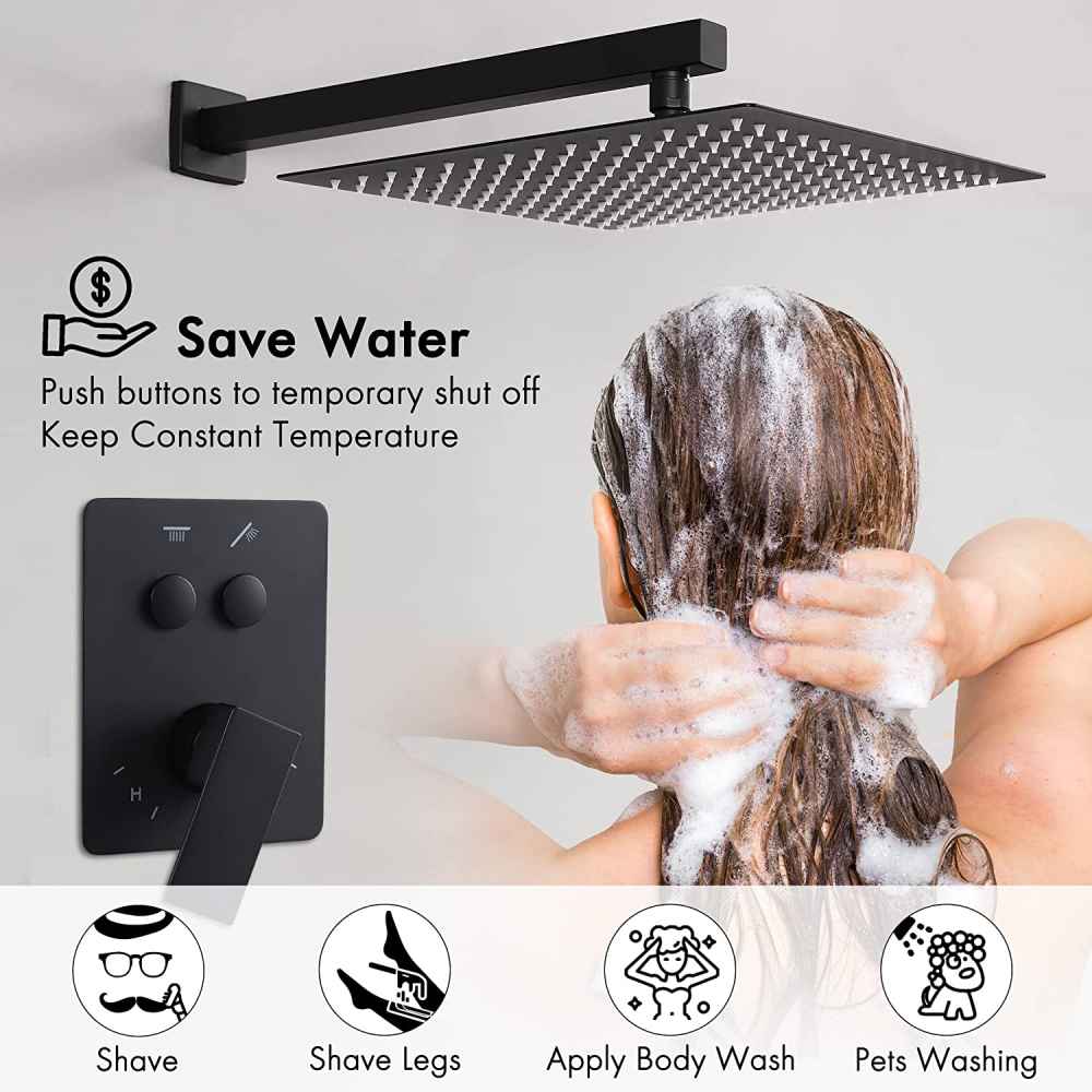 13.5-in. x 6.90-in. Shower Kit Matte Black Stainless Steel CUPC