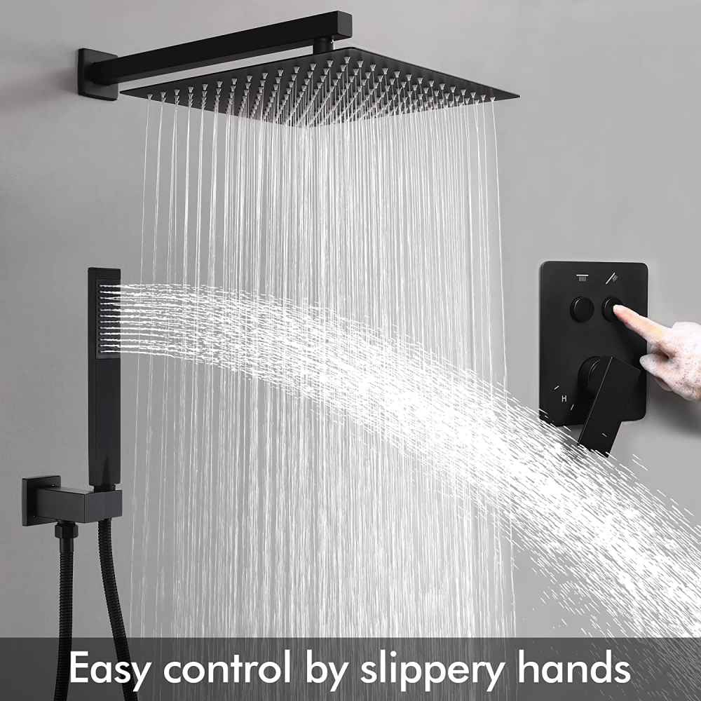 13.5-in. x 6.90-in. Shower Kit Matte Black Stainless Steel CUPC