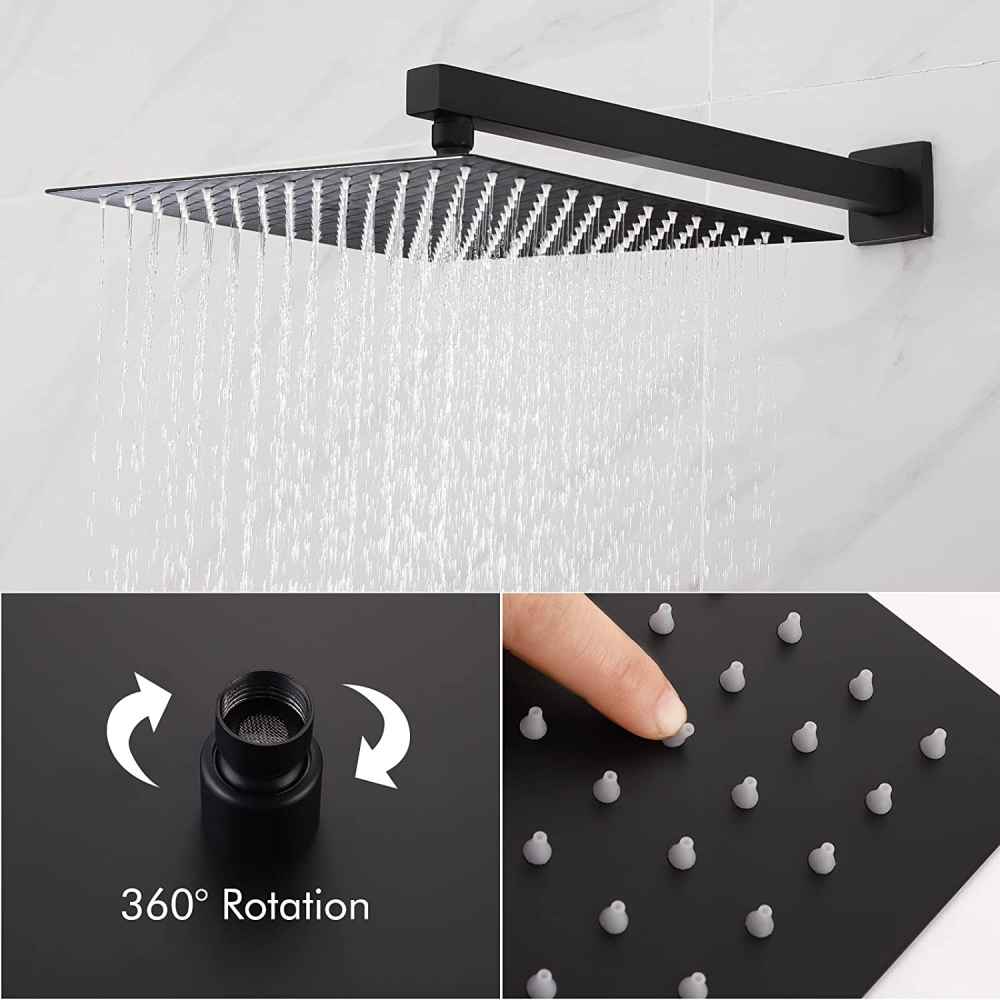 13.5-in. x 6.90-in. Shower Kit Matte Black Stainless Steel CUPC