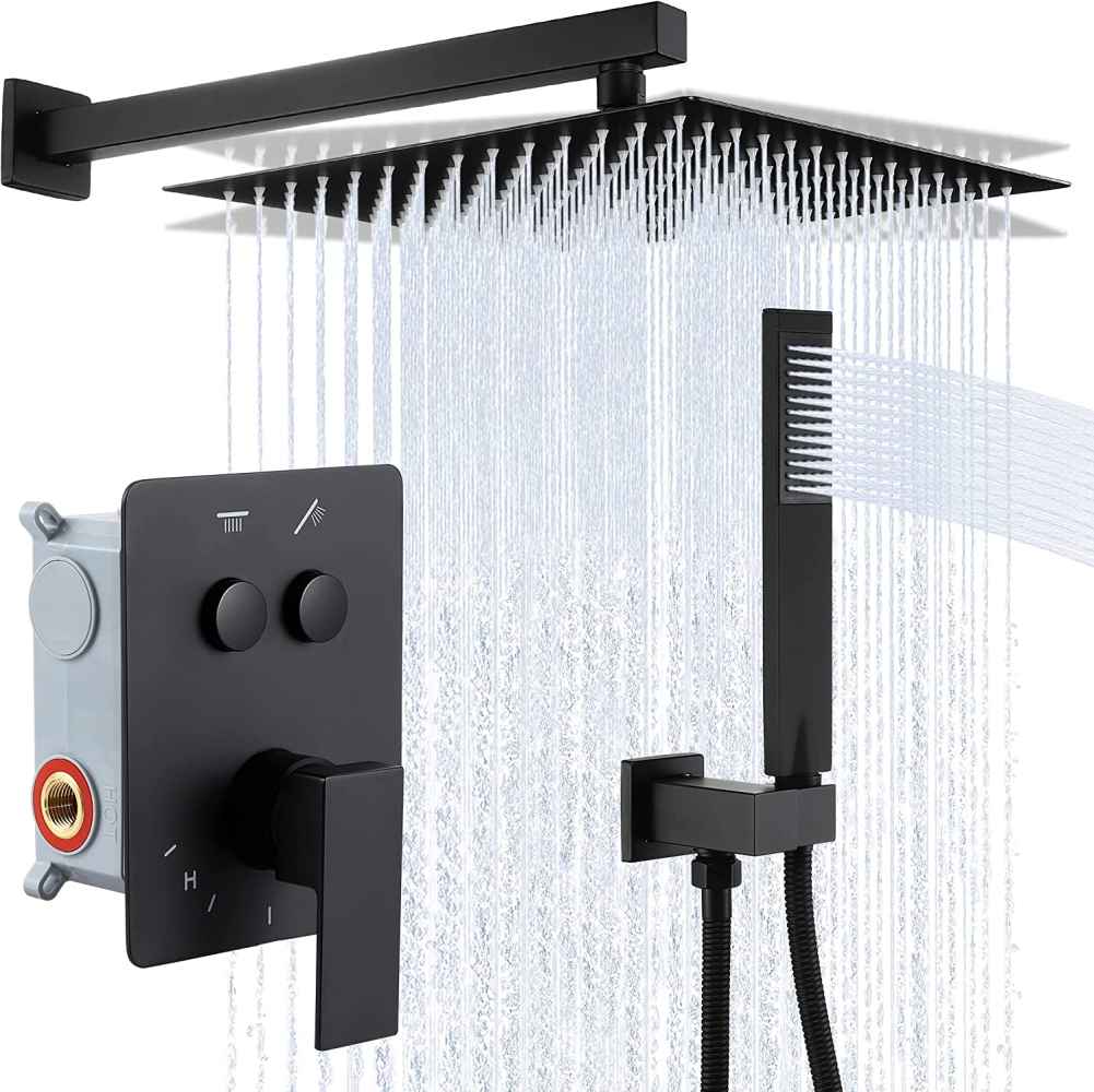 13.5-in. x 6.90-in. Shower Kit Matte Black Stainless Steel CUPC
