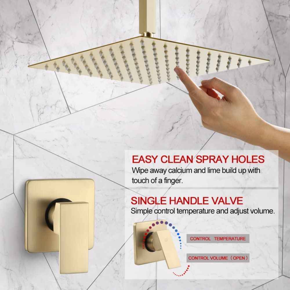 10-in. x 2-in. Shower Kit Brushed Gold Stainless Steel-Brass CUPC