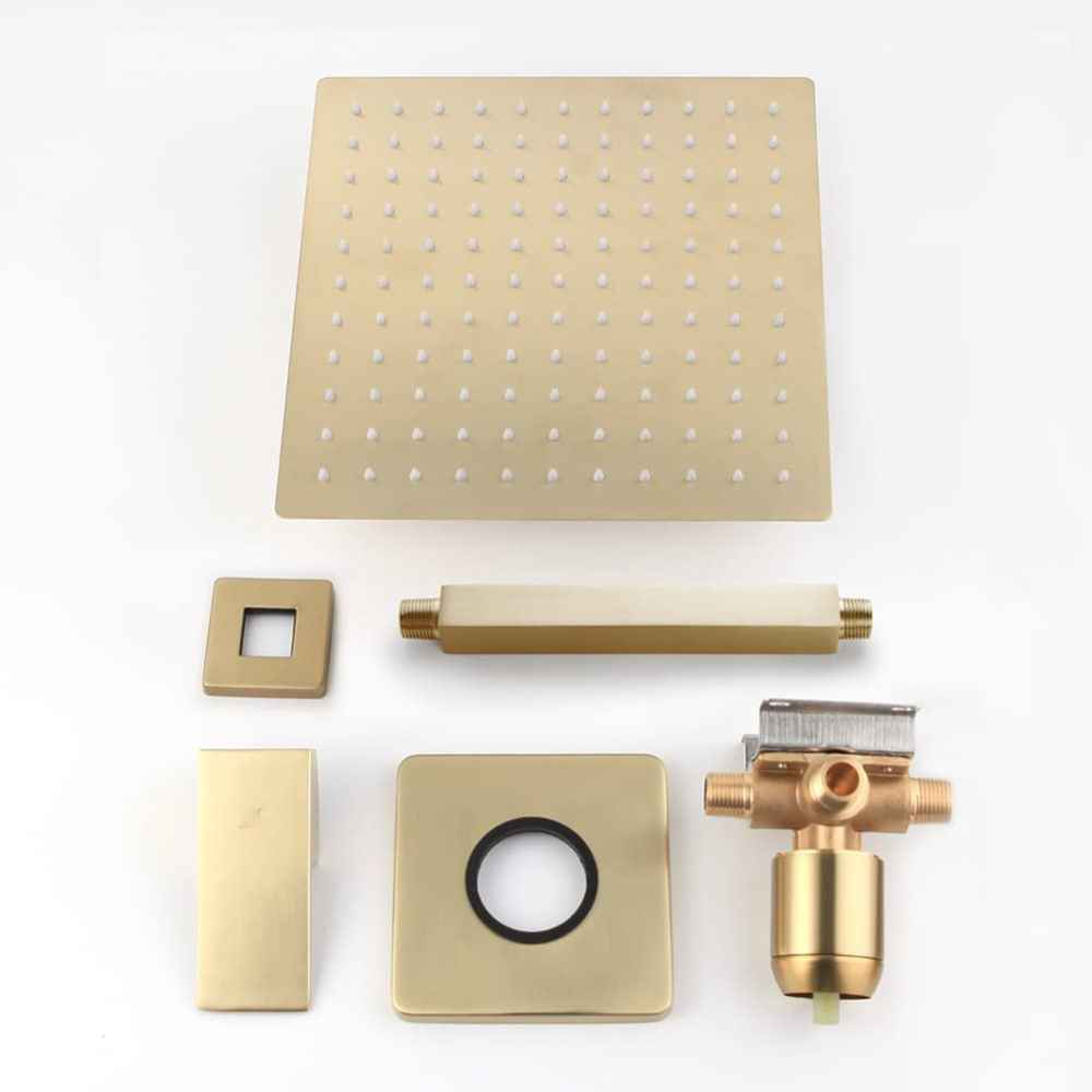 10-in. x 2-in. Shower Kit Brushed Gold Stainless Steel-Brass CUPC