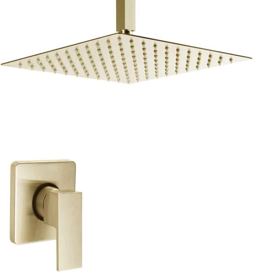 10-in. x 2-in. Shower Kit Brushed Gold Stainless Steel-Brass CUPC
