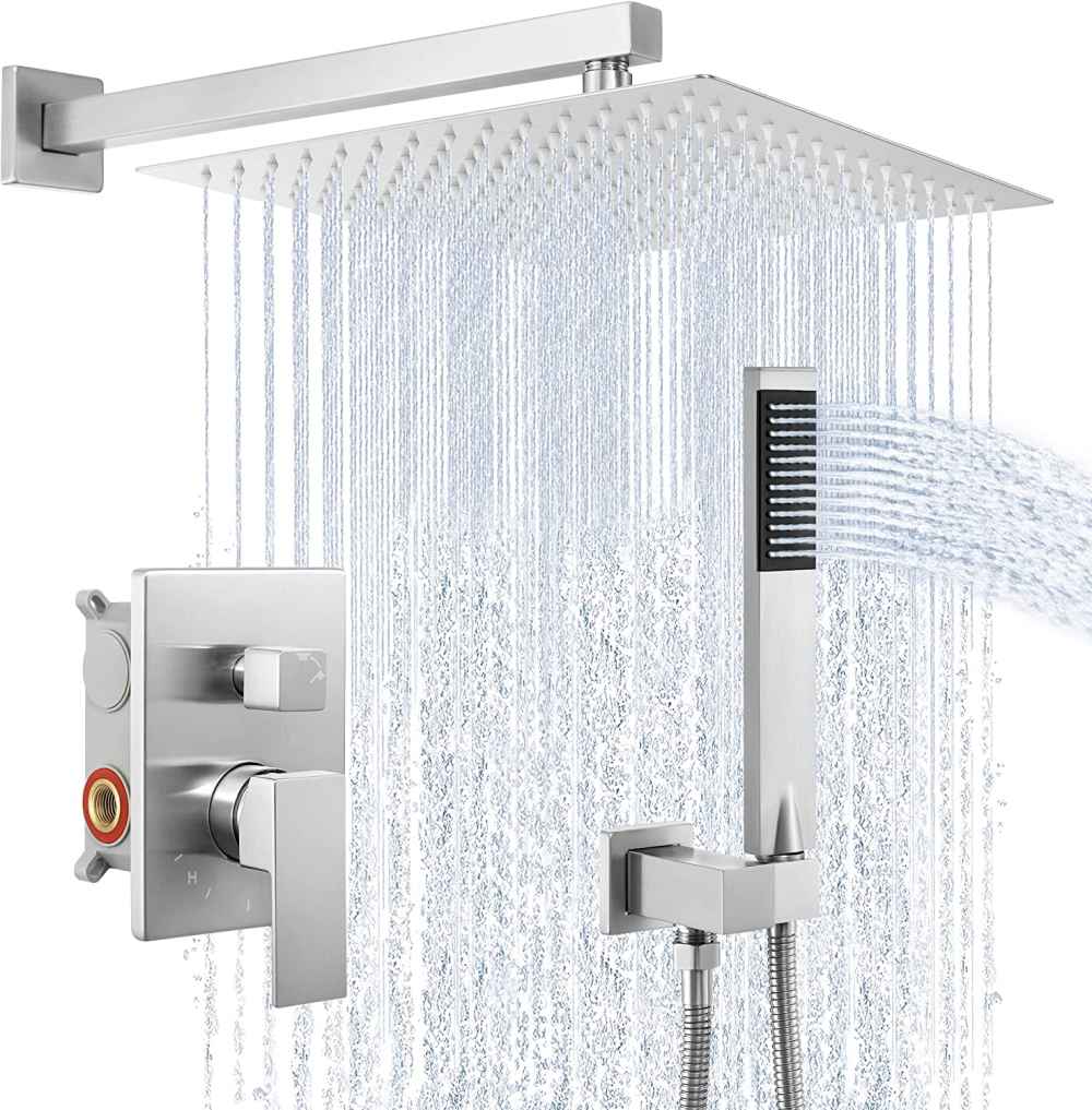 13.40-in. x 7-in. Shower Kit Brushed Nickel Stainless Steel CUPC