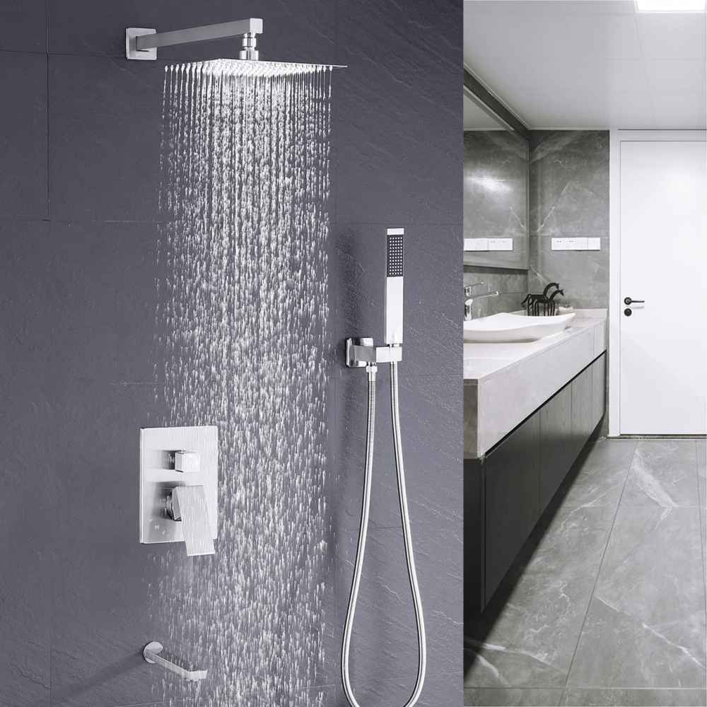 13.4-in. x 6.8-in. Shower Kit Brushed Nickel Brass CUPC