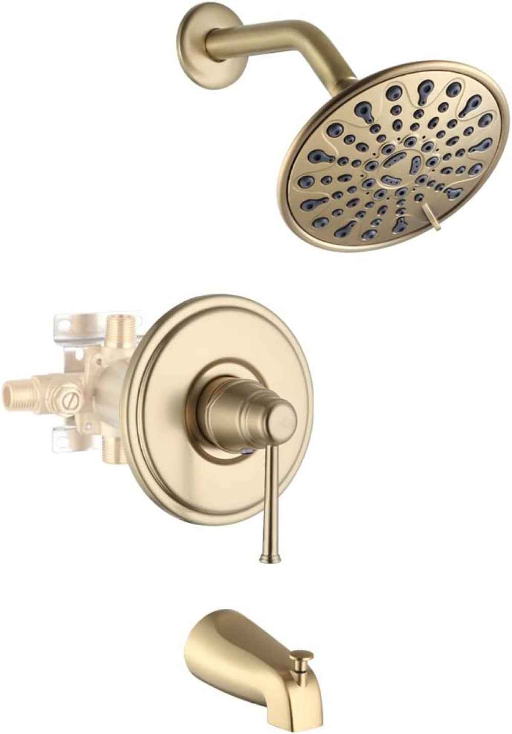 12.24-in. x 6.77-in. Shower Kit Brushed Gold Brass