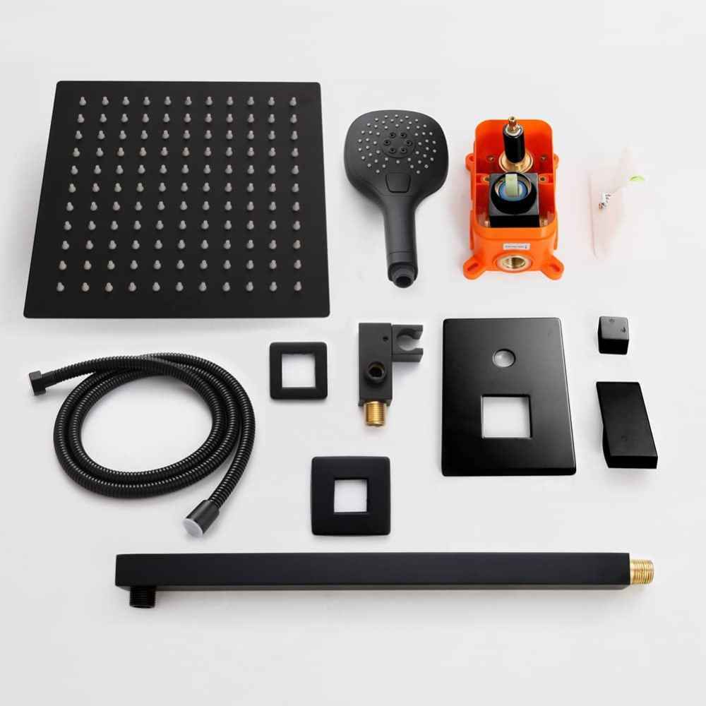 14.5-in. x 9.90-in. Shower Kit Black Stainless Steel-Brass CUPC