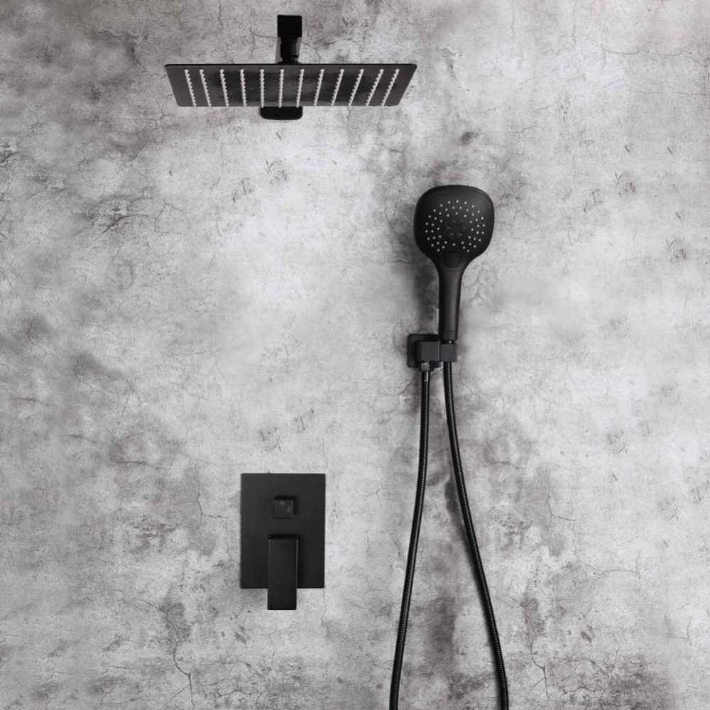 14.5-in. x 9.90-in. Shower Kit Black Stainless Steel-Brass CUPC