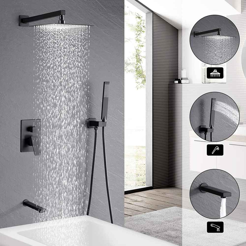 13.5-in. x 6.59-in. Shower Kit Matte Black Stainless Steel CUPC