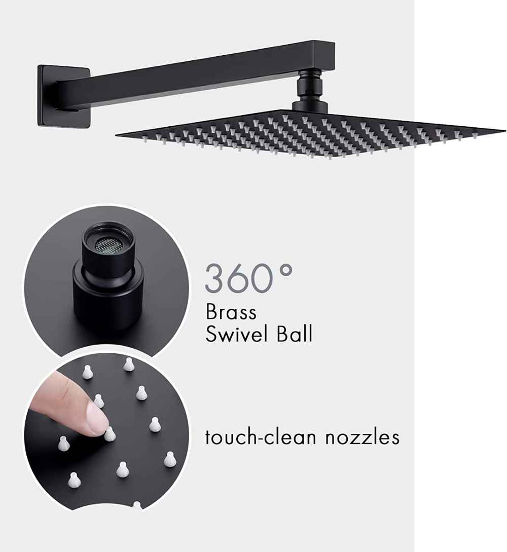 13.5-in. x 6.59-in. Shower Kit Matte Black Stainless Steel CUPC