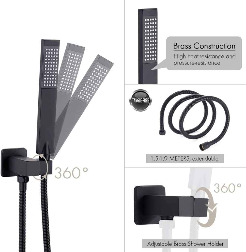 13.5-in. x 6.59-in. Shower Kit Matte Black Stainless Steel CUPC