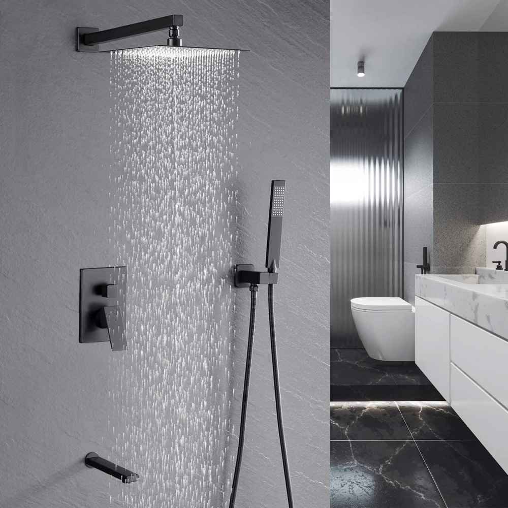 13.5-in. x 6.59-in. Shower Kit Matte Black Stainless Steel CUPC