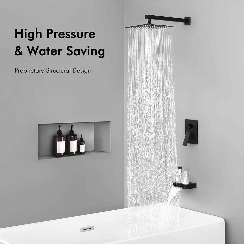 13.40-in. x 6.7-in. Shower Kit Matte Black Stainless Steel CUPC