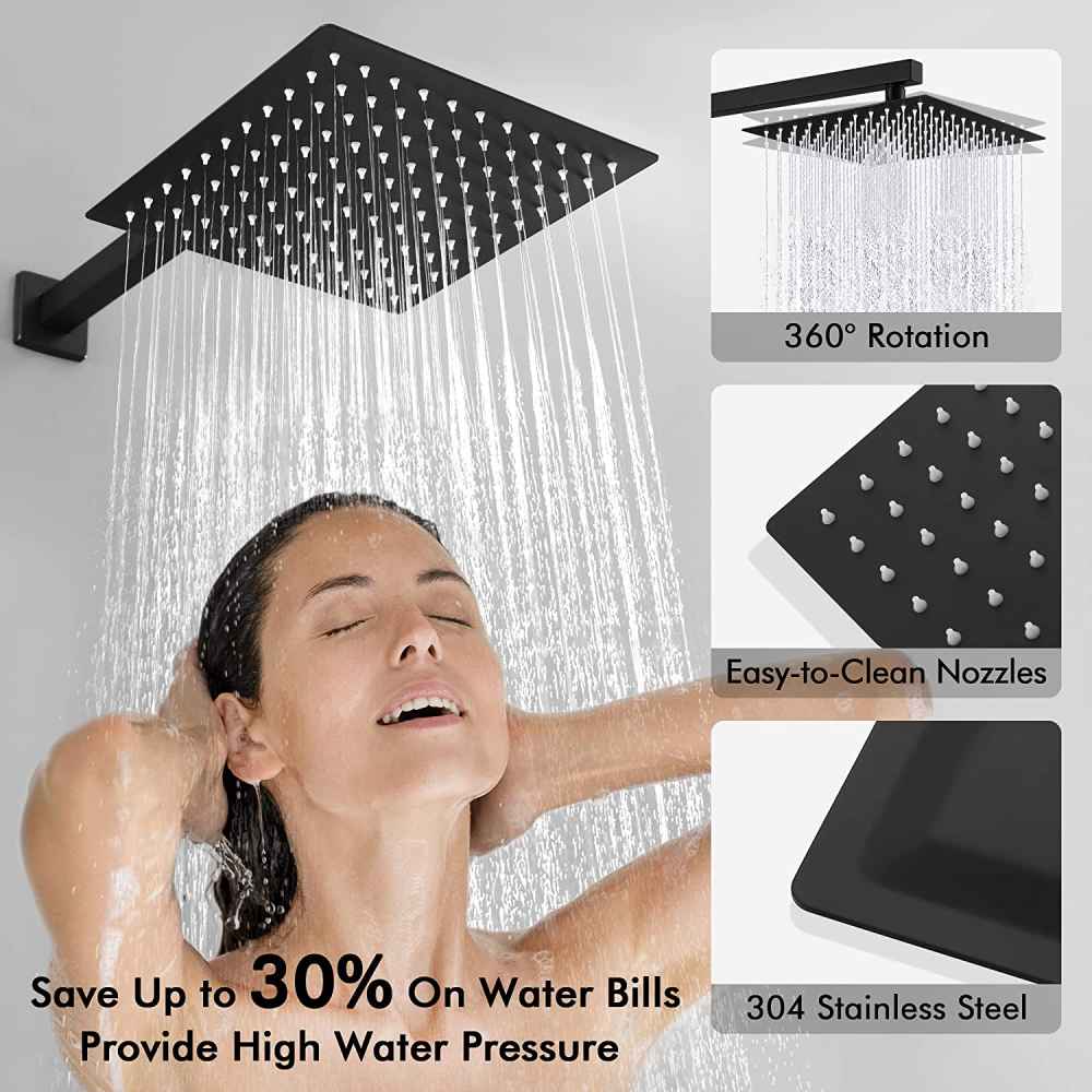 13.40-in. x 6.7-in. Shower Kit Matte Black Stainless Steel CUPC