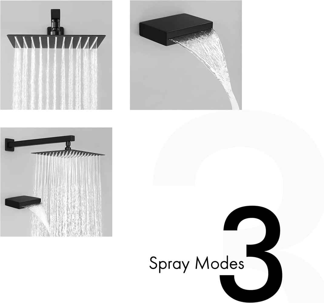 13.40-in. x 6.7-in. Shower Kit Matte Black Stainless Steel CUPC