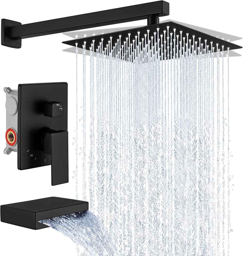 13.40-in. x 6.7-in. Shower Kit Matte Black Stainless Steel CUPC