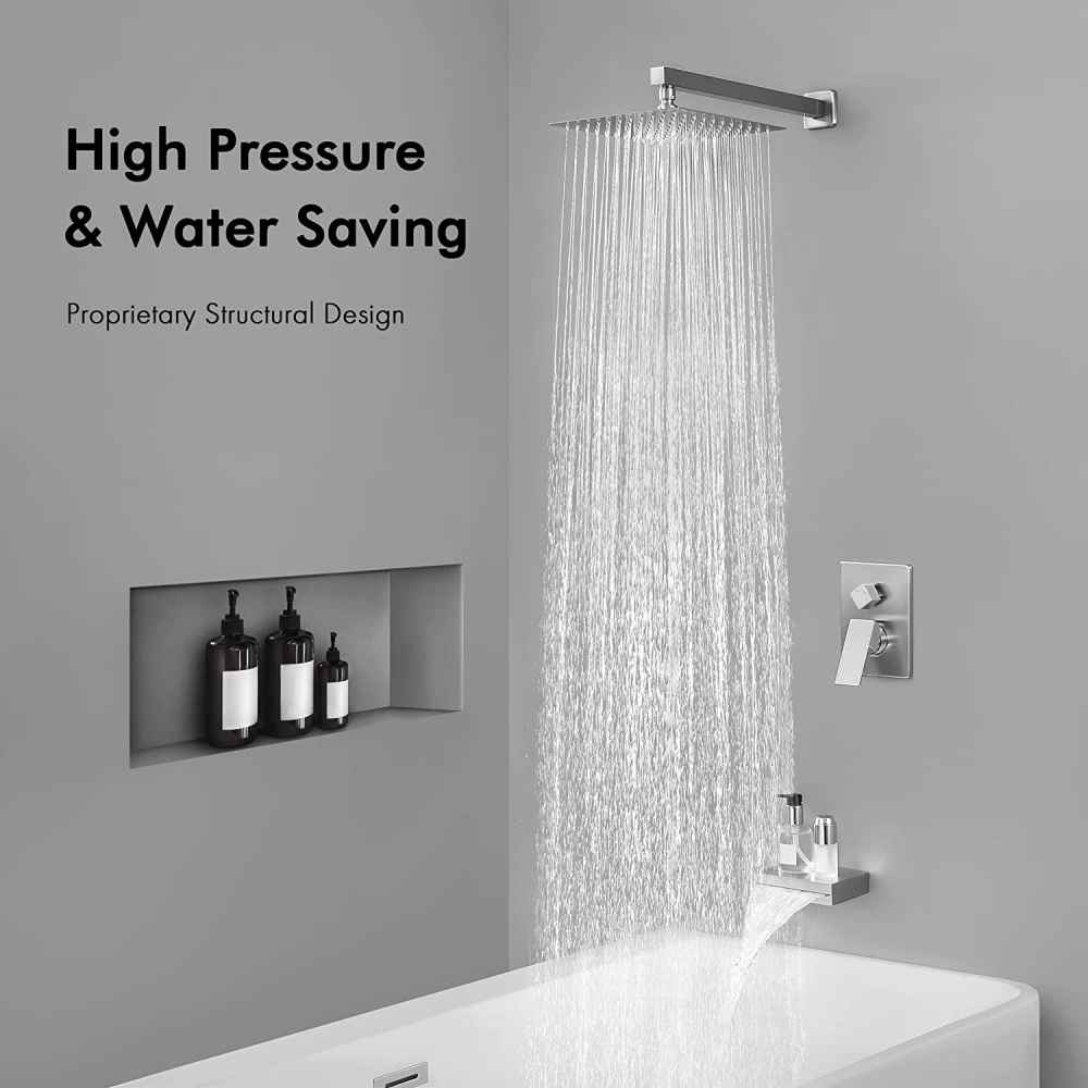 13.5-in. x 6.90-in. Shower Kit Brushed Nickel Stainless Steel CUPC