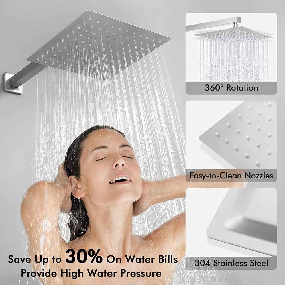13.5-in. x 6.90-in. Shower Kit Brushed Nickel Stainless Steel CUPC