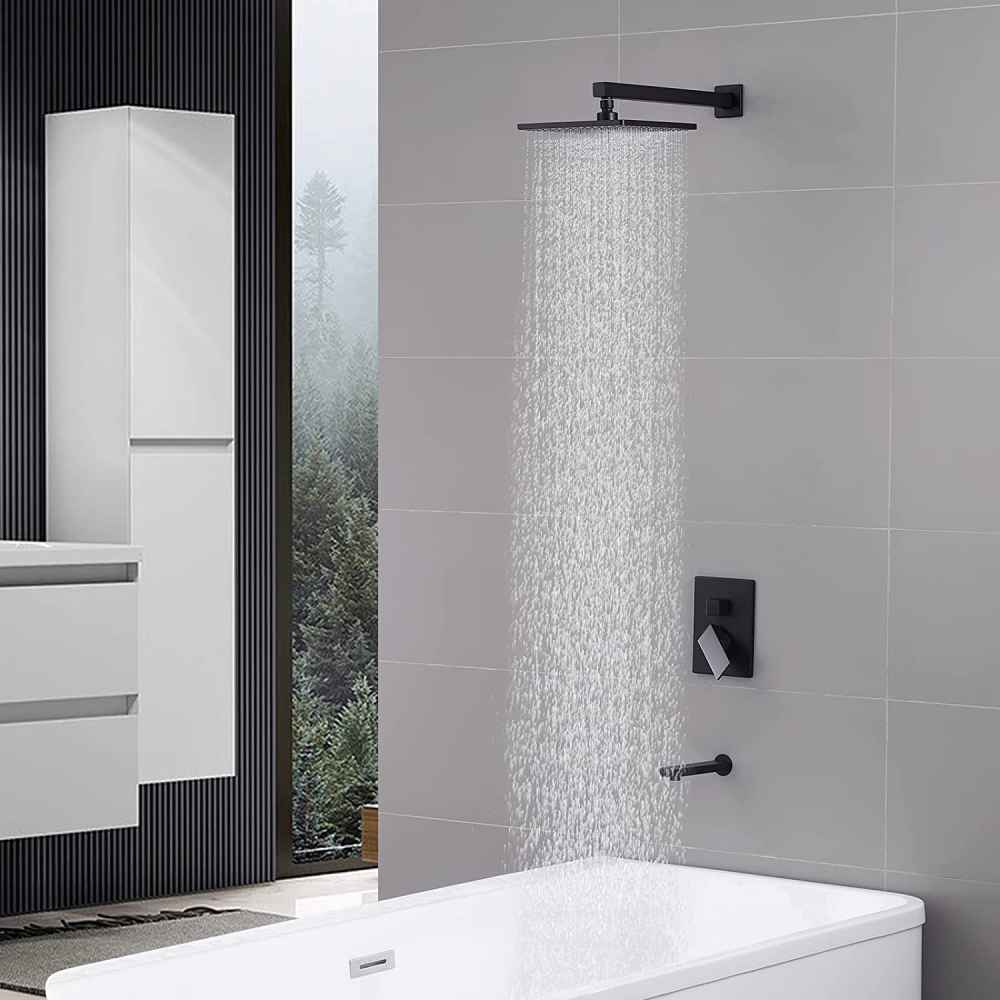 16-in. x 6.79-in. Shower Kit Matte Black Brass CUPC