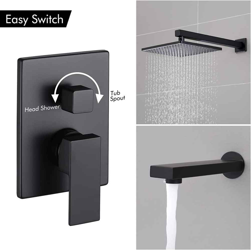 16-in. x 6.79-in. Shower Kit Matte Black Brass CUPC