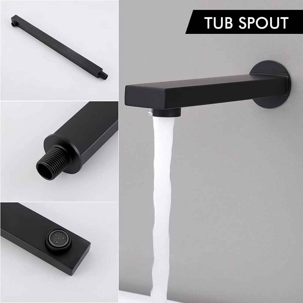 16-in. x 6.79-in. Shower Kit Matte Black Brass CUPC