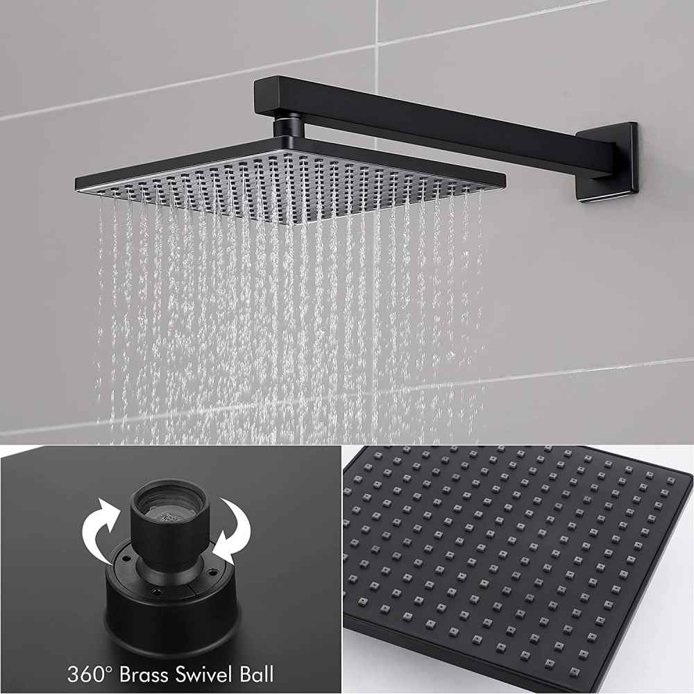16-in. x 6.79-in. Shower Kit Matte Black Brass CUPC