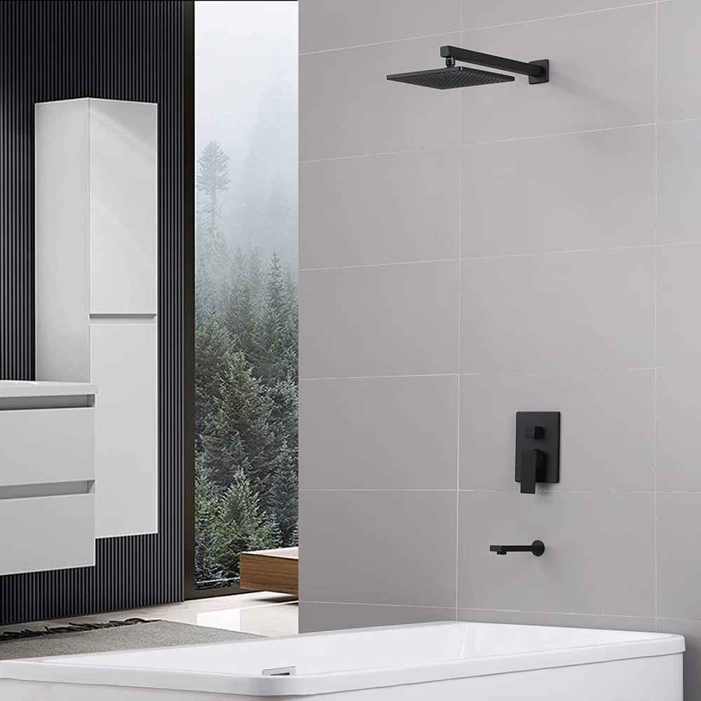 16-in. x 6.79-in. Shower Kit Matte Black Brass CUPC