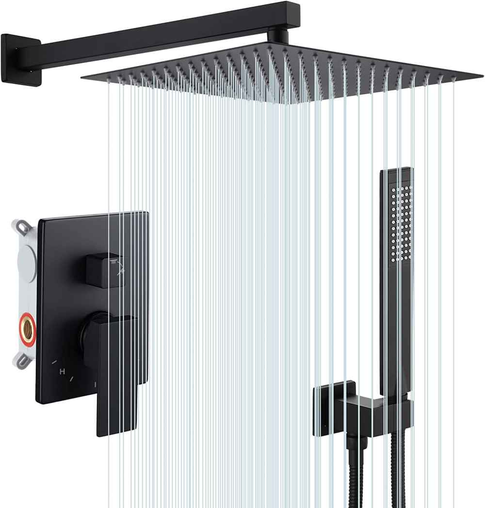 13.5-in. x 6.90-in. Shower Kit Matte Black Stainless Steel CUPC
