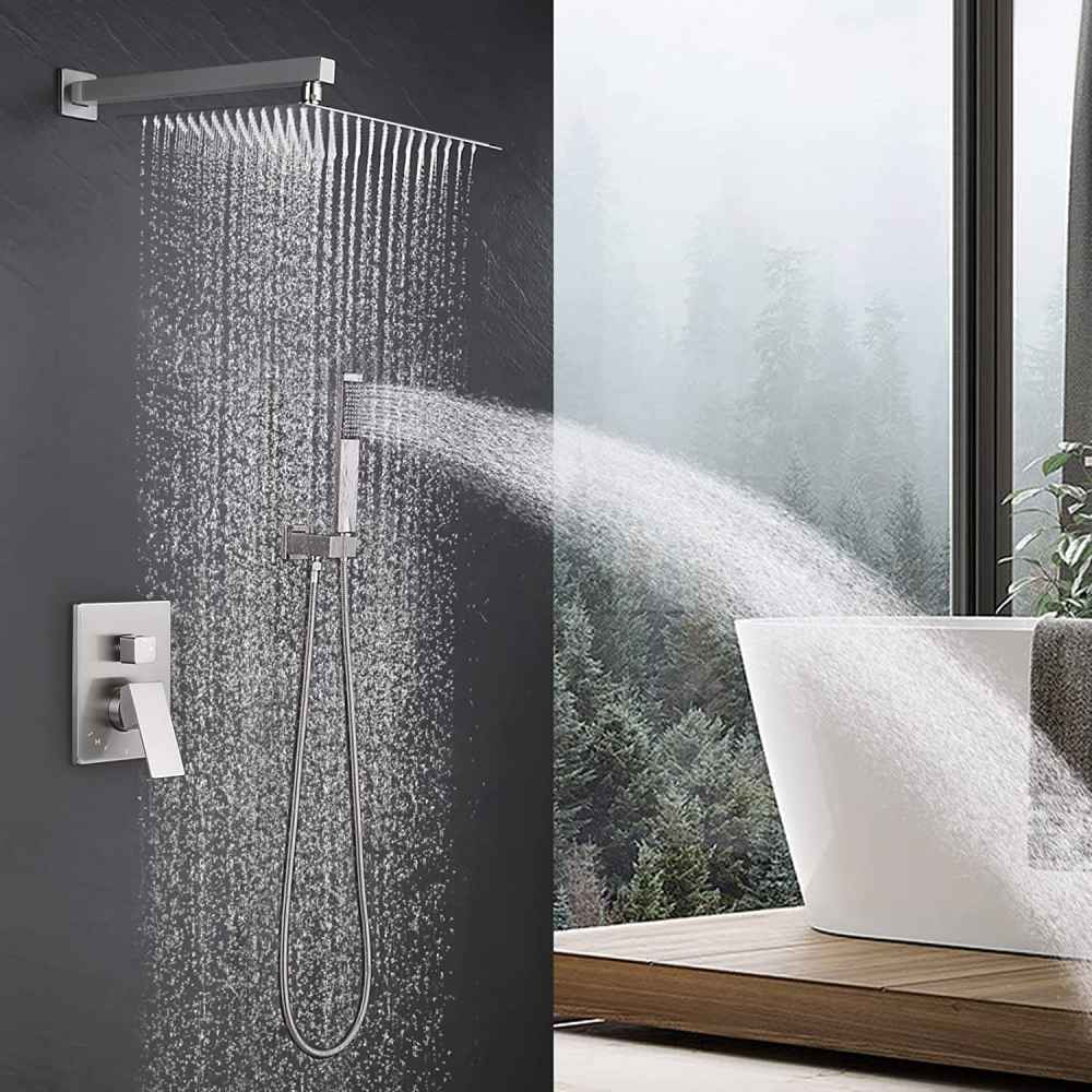 13.5-in. x 6.8-in. Shower Kit Brushed Nickel Stainless Steel CUPC