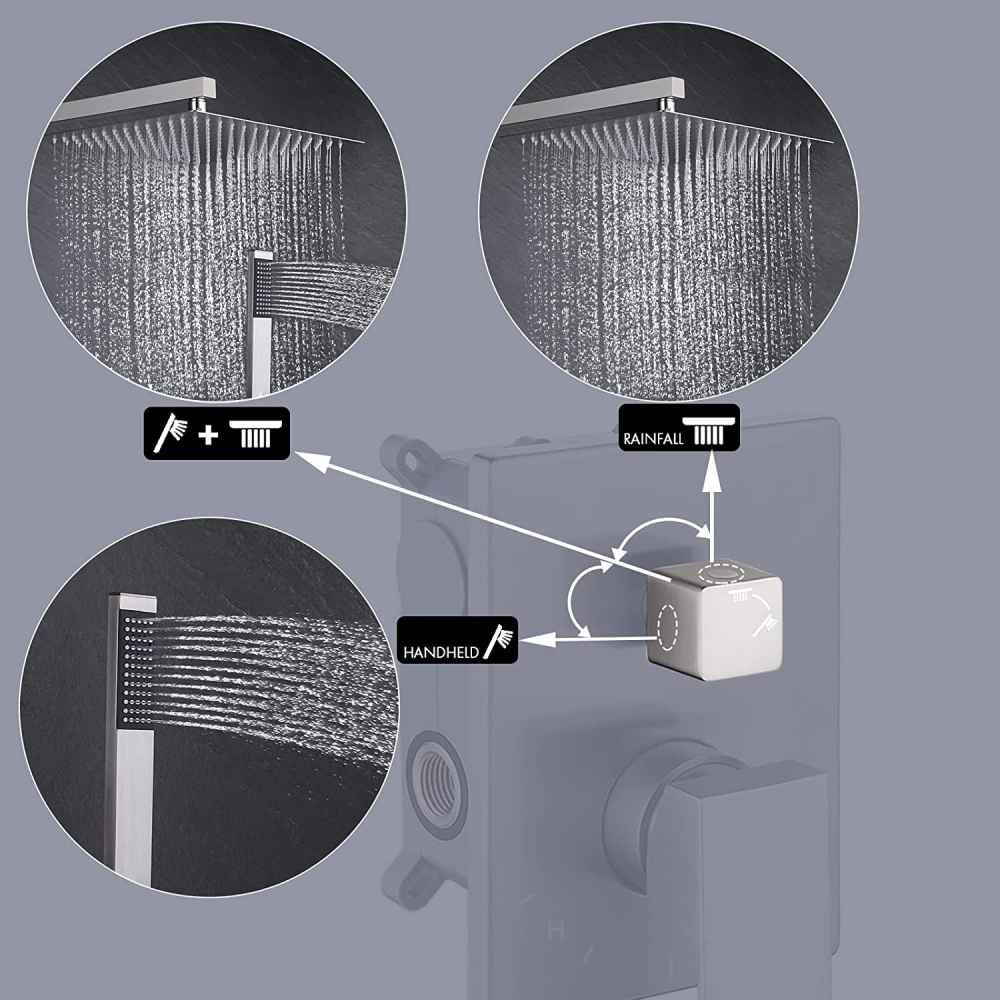 13.5-in. x 6.8-in. Shower Kit Brushed Nickel Stainless Steel CUPC