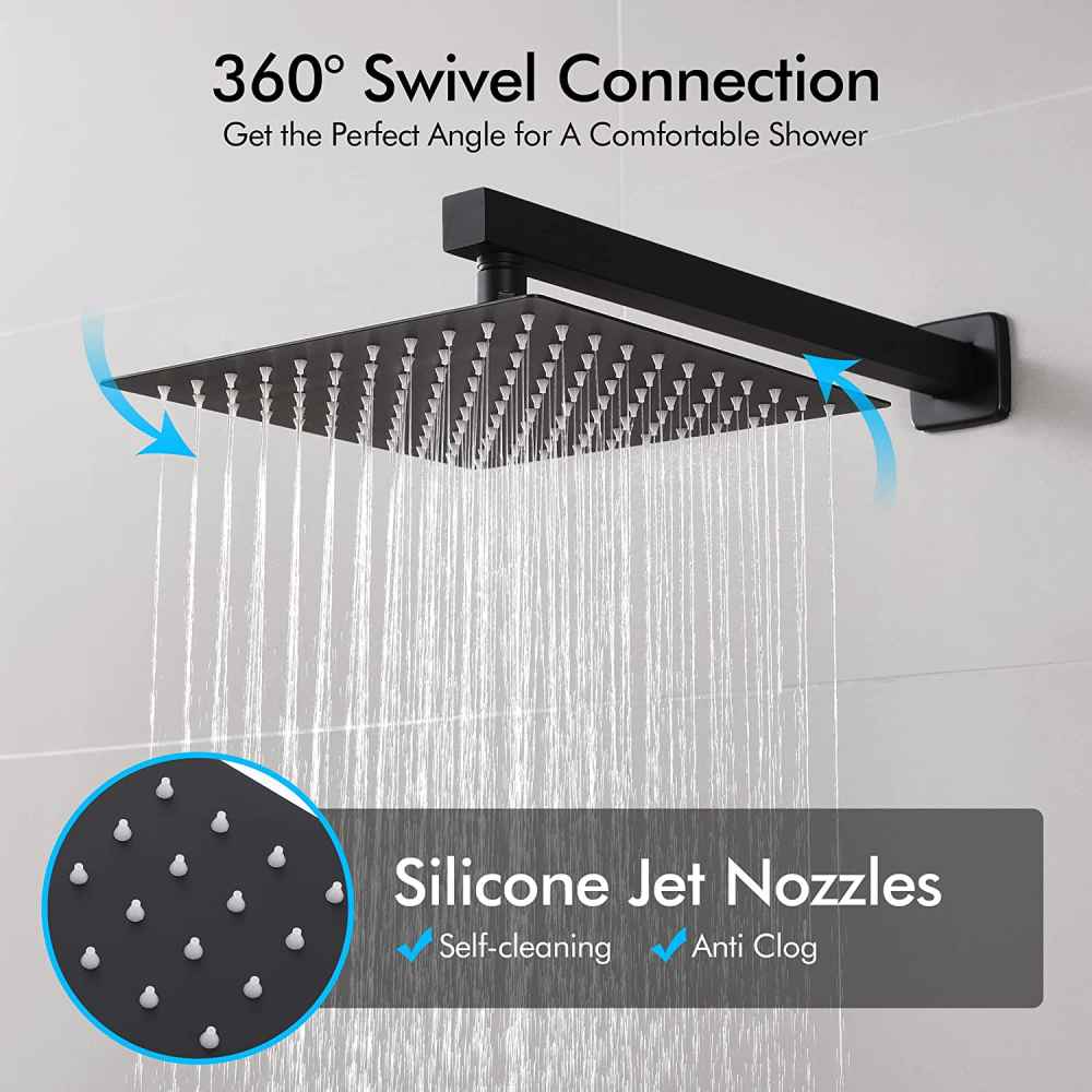 13.5-in. x 6.70-in. Shower Kit Matte Black Stainless Steel CUPC
