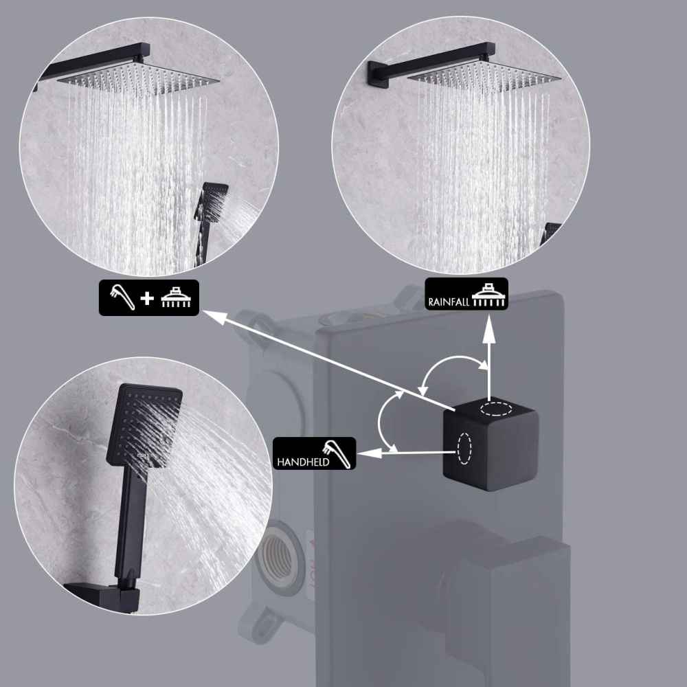 13.5-in. x 6.70-in. Shower Kit Matte Black Stainless Steel CUPC