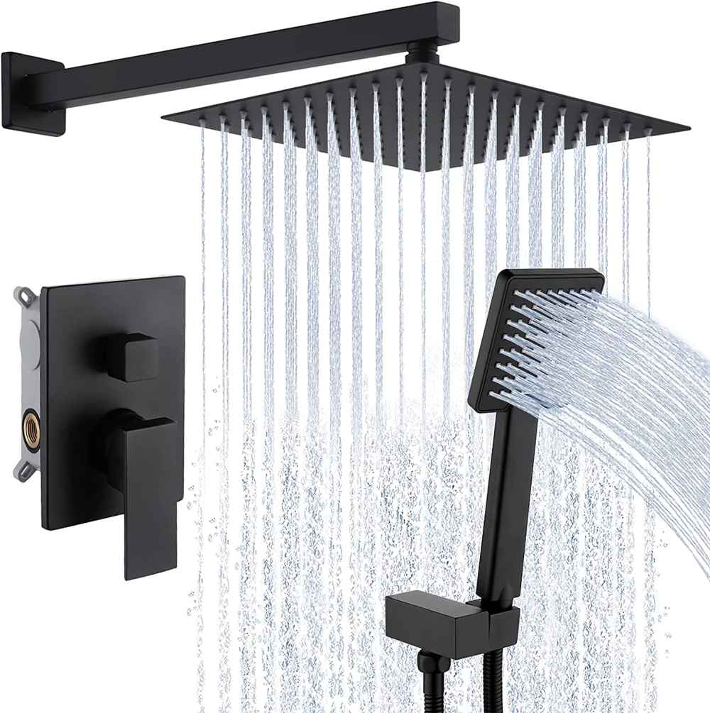 13.5-in. x 6.70-in. Shower Kit Matte Black Stainless Steel CUPC