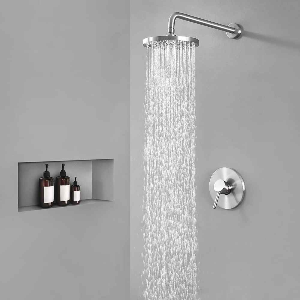 13.4-in. x 4-in. Shower Kit Brushed Nickel Stainless Steel CUPC