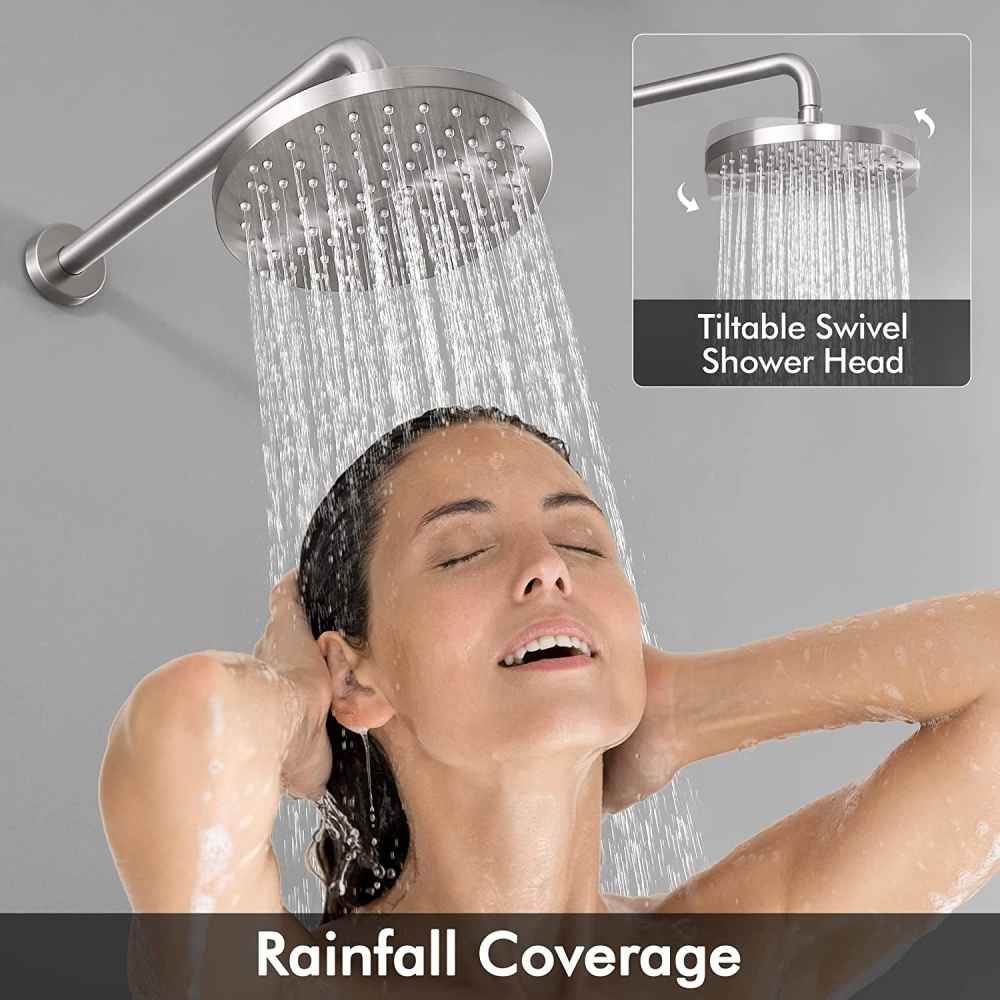 13.4-in. x 4-in. Shower Kit Brushed Nickel Stainless Steel CUPC