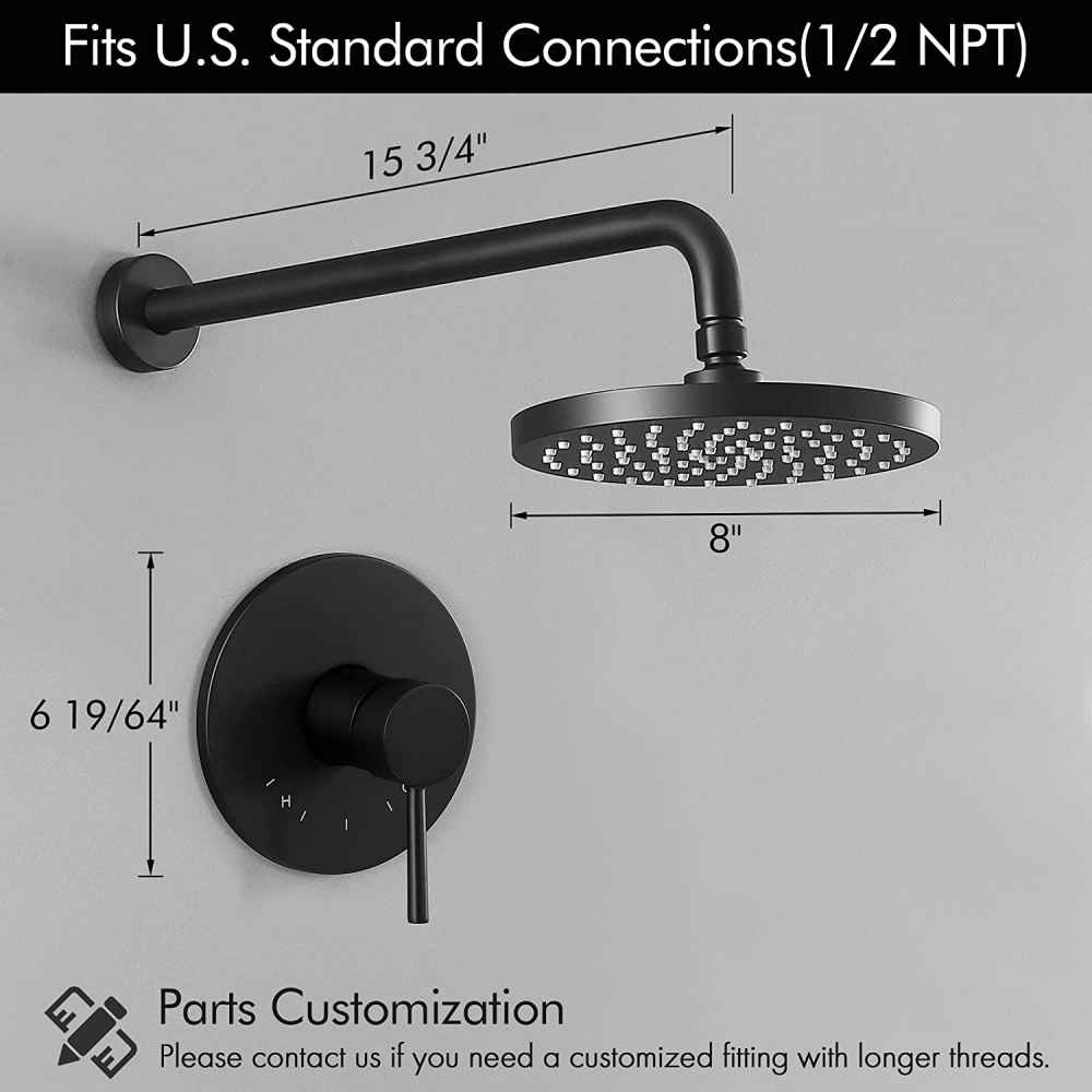 13.40-in. x 4-in. Shower Kit Matte Black Stainless Steel CUPC